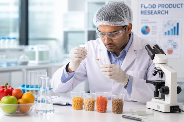 Food research and development team at Tiny Dot Foods creating new product formulations